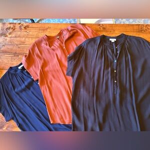 J. Crew Drapey Tops - set of 3 - Navy, Black and Rust